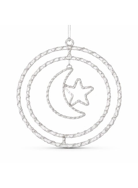 50 سم ضوء LED على شكل هلال ونجمة مع حبل - زينة دافئة بيضاء